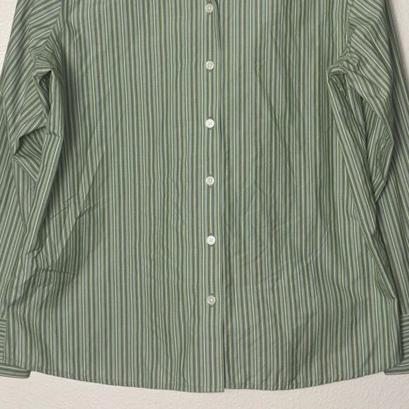 Eddie Bauer button up Woman's size Large 100% Cotton Striped green - Picture 8 of 16